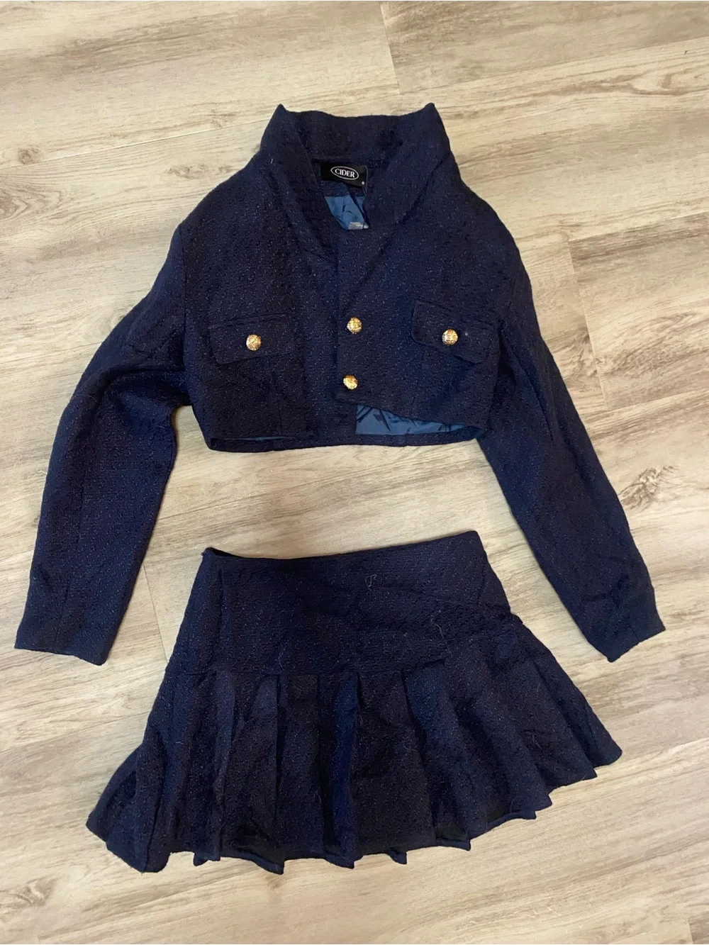 Cider Navy Tweed Skirt Set - Elegant Women's Two-Piece -NWOT never worn